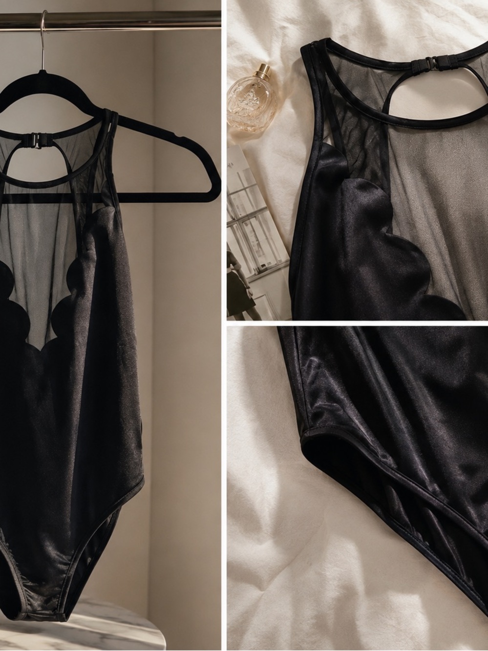 Vince Camuto Scalloped High-Neck Illusion One-Piece Swimsuit